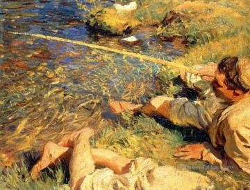 Val dAosta Man Pêche John Singer Sargent Peinture à l'huile